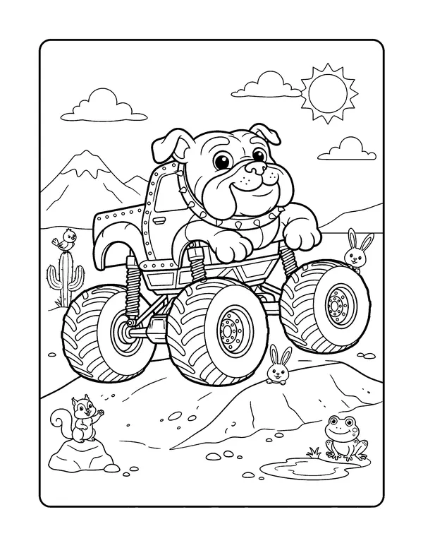 Bulldog Monster Truck coloring page